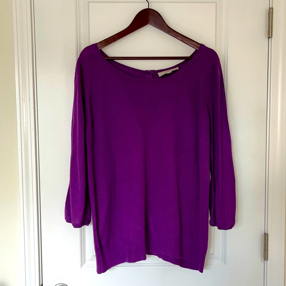 Loft Purple Sweater with Button Detail